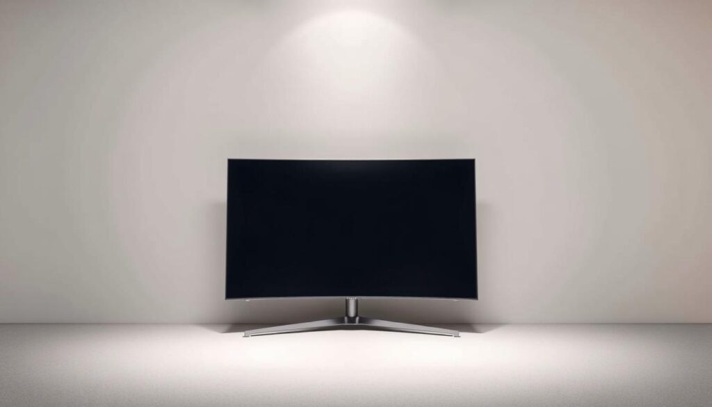 A modern, sleek Samsung Smart TV set against a minimalist, light-filled backdrop. The TV is centered, showcasing its distinctive curved design and premium metal finish. The screen displays a crisp, high-definition image, highlighting the device's advanced display capabilities. Soft, diffused lighting illuminates the scene, creating a clean, professional atmosphere. The overall composition emphasizes the TV's key technical specifications and its readiness for IPTV installation, aligning with the article's subject and section title.